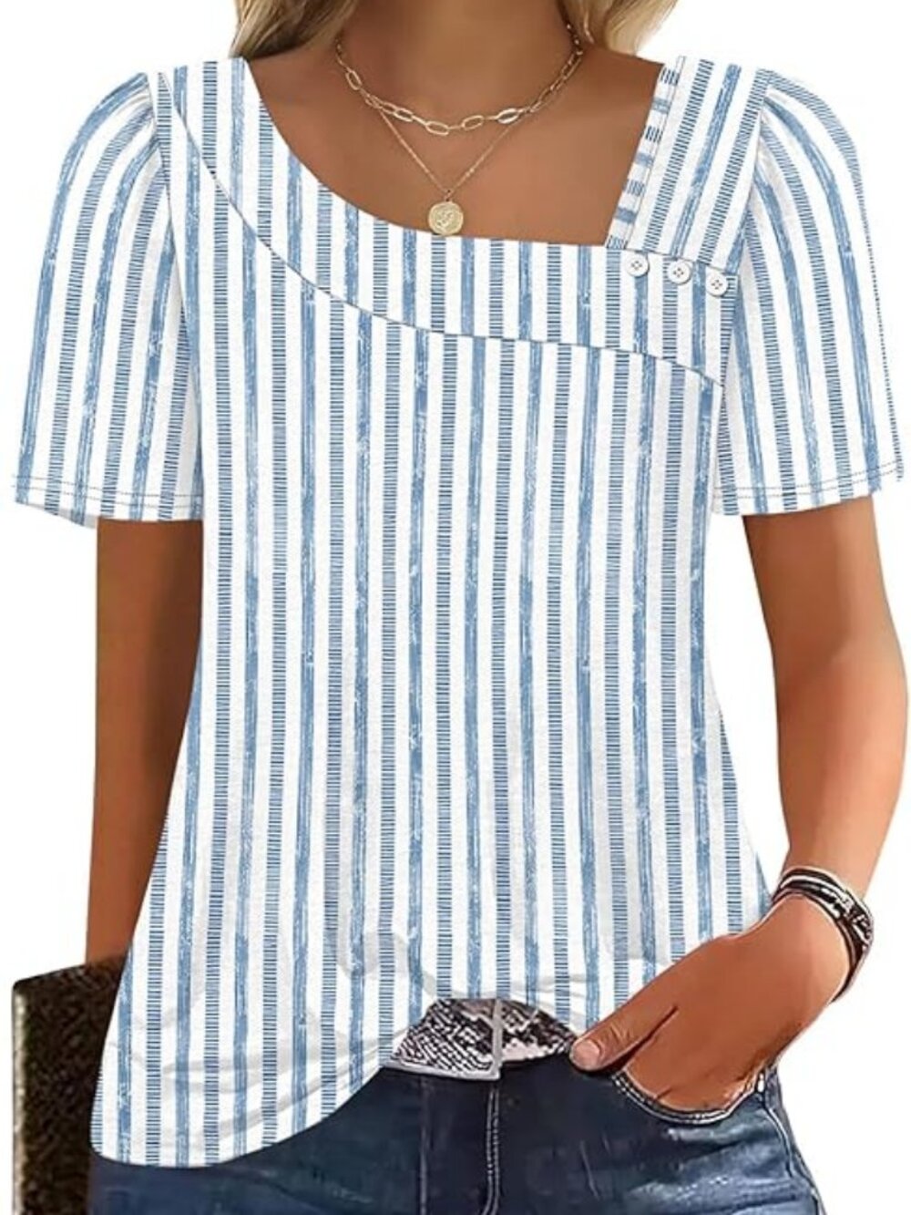 Womens Summer Tops Short Sleeve Shirts Square Neck Spring Outfits 2026 Fashion C